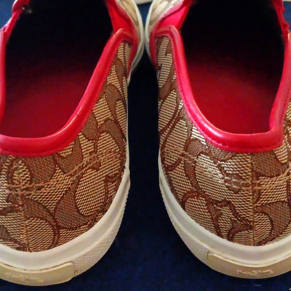 Coach Brown and Red Slip-On Sneakers - Picture 3 of 7
